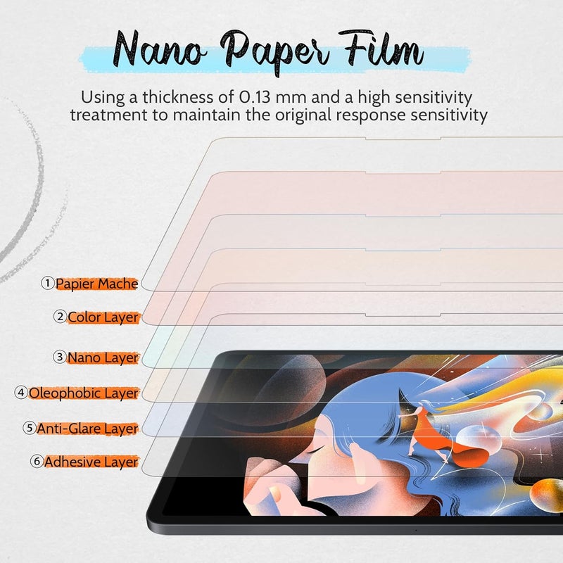 Mamol [2 Pack] Paper Screen Protector for Apple iPad Pro 13 inch 7th 8th (2024 2025, M4 M5), Matte Anti Glare Blue Light Filter, Write as Real Paper/High Sensitive/Bubble Free/Compatible with Apple Pencil - Image 5